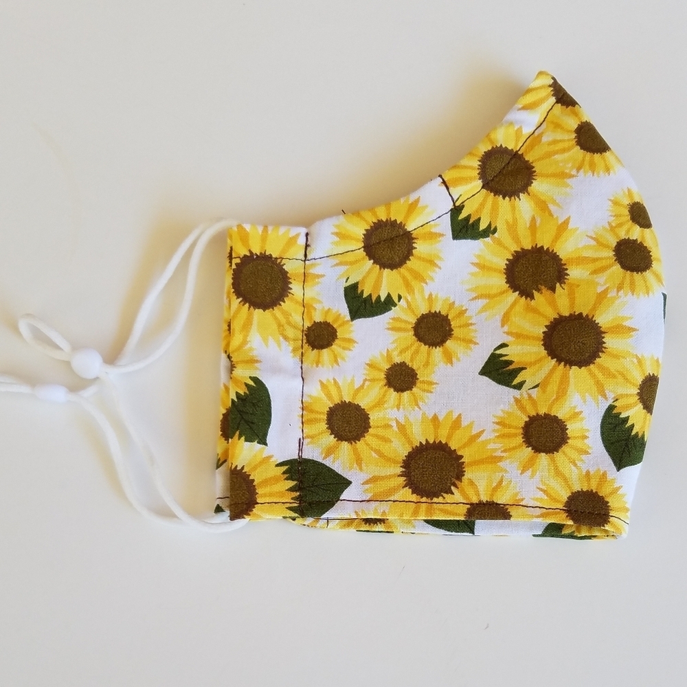 Hand Crafted Sunflower Face Mask Adult Yellow/Brown